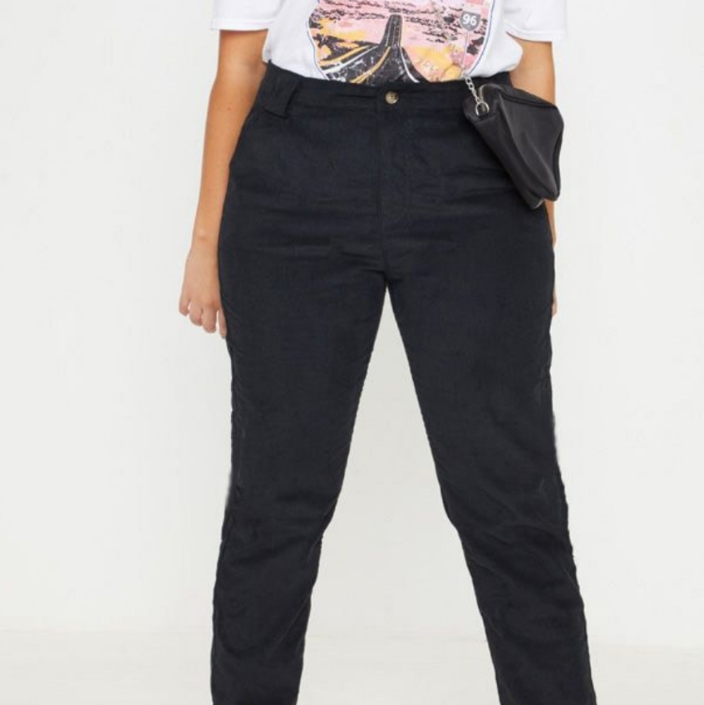 Venezia Black Corduroy Wide Leg Pants Plus size 20